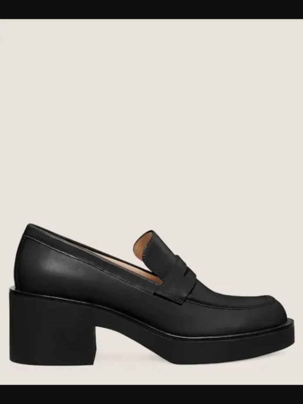 Stuart Weitzman Black Sussex Leather Platform Penny Loafers Retail $550.00